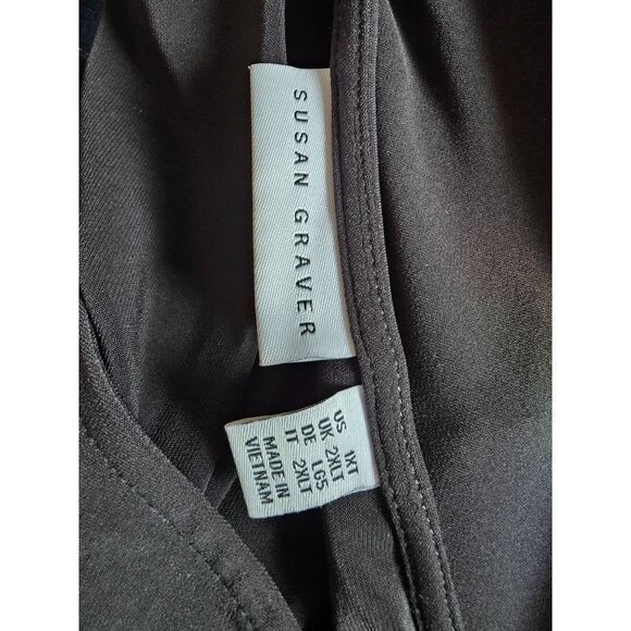 Susan Graver Black Short Sleeve Wrap Style Midi Dress Size XL - Picture 4 of 7